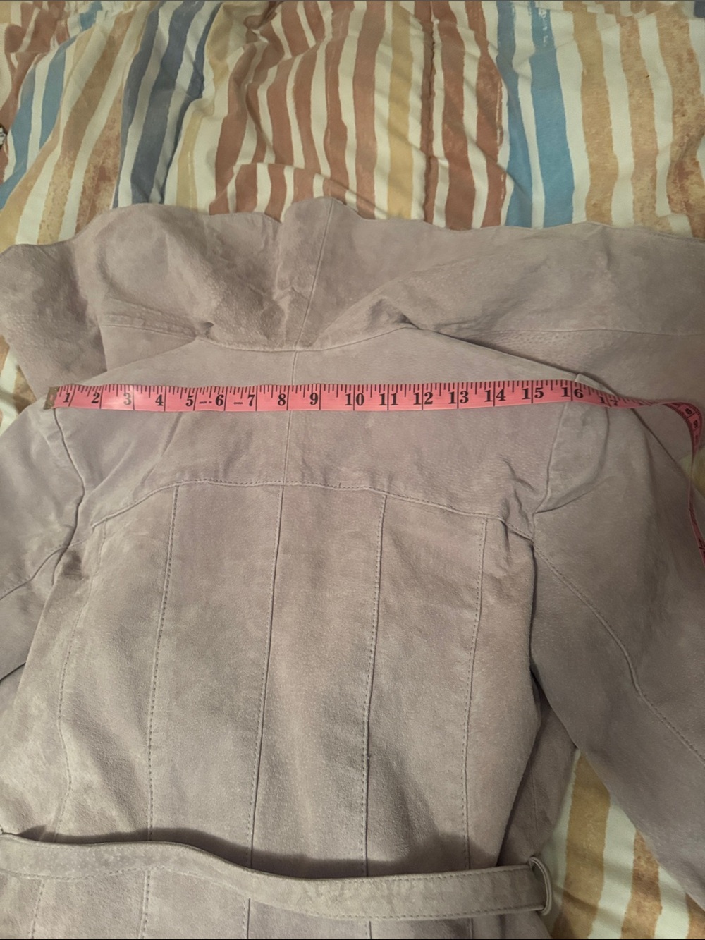 Wilsons Leather Dusty Lavender Real Suede Jacket with Cream Faux-Fur Trim - Picture 11 of 11